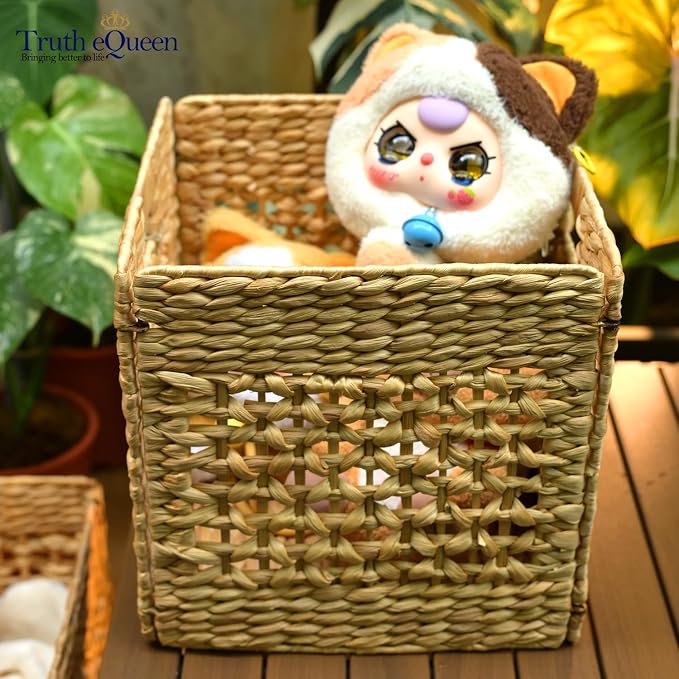 Water Hyacinth Storage Baskets For Shelves, 12x12 Cube Storage Organizer, Square Wicker Basket, Cube Organizer, Woven Basket, Canastas Para Organizar, Cestas Para Baskets For Shelveszar, 2 Pcs - Image 7