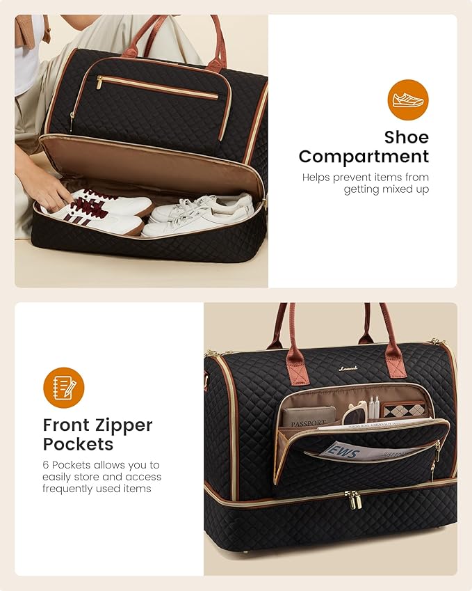 LOVEVOOK Convertible Travel Duffle Bag for Women Men, Garment Bag for Travel, Quilted Overnight Weekender Carry On Duffel Bags for Airplane, Suit Bags for Trip, Business - Image 6