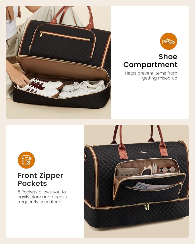 LOVEVOOK Convertible Travel Duffle Bag for Women Men, Garment Bag for Travel, Quilted Overnight Weekender Carry On Duffel Bags for Airplane, Suit Bags for Trip, Business - Image 6