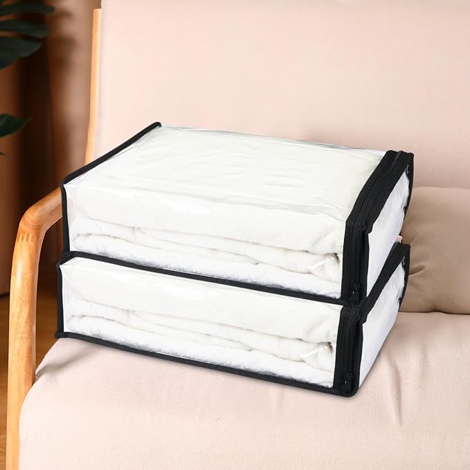 Riakrum 30 Pack Clear Zippered Storage Bags, 15x11x4 inches, Vinyl Plastic Sweater Sheet Organizers Storage Bags, PVC, for Clothes, Sheet, Blankets, Fabrics Organizers (Black) - Image 6