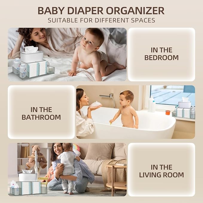 GILPWA Diaper Caddy, Baby Changing Table Organizer, Detachable Clear Acrylic Diaper Storage for Wipe Dispenser, Wipe Warmer and other Diapering Essentials - Image 7