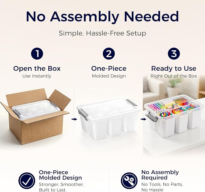 17QT 2Packs Clear Marker Organizer – 6 Detachable Inserts, Stackable Craft Organizers and Storage, Art Supply Organizer for Markers, Crayon, Pencils, Pens and Craft Supplies - Image 8
