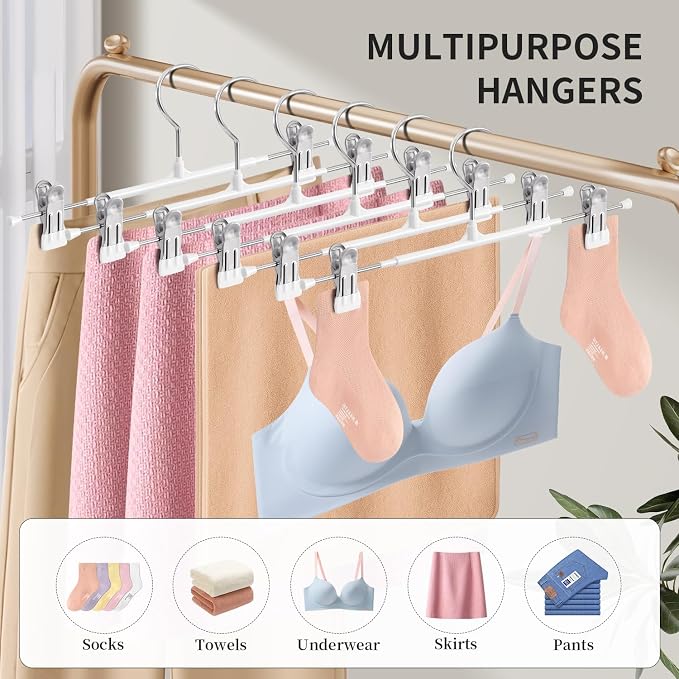 HUADYMEET 16 Inch Extra Wide Pants Skirt Hangers with Clips,White,20 Pack | Metal,Extended-Length,Non-Slip,Adjustable,Heavy Duty Hanger for Jeans Shorts Clothes Slacks Trousers,For Adult Men Women - Image 7