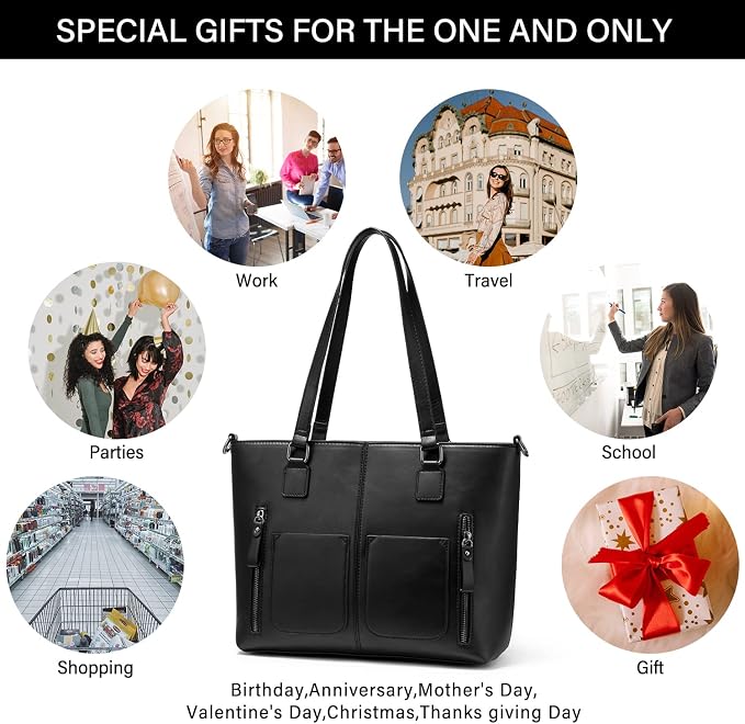 LOVEVOOK Purses Tote Bag for Women, Retro Large Shoulder Handbag, Leather Work Bag with Multi-Pockets, Gifts for Teacher, Mom - Image 7