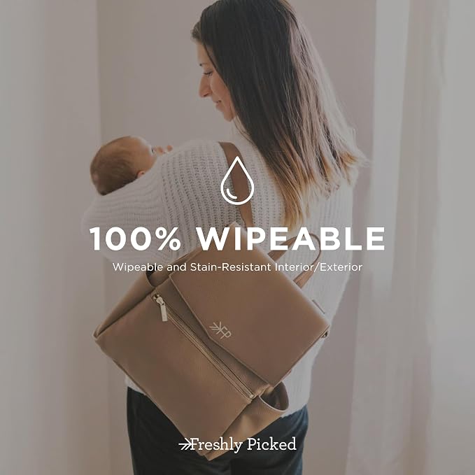 Freshly Picked Mini Diaper Bag II Backpack – Premium Vegan Leather Small Baby Bag without Changing Pad, Compact, Lightweight & Stylish for Moms On-the-Go, Toffee - Image 6