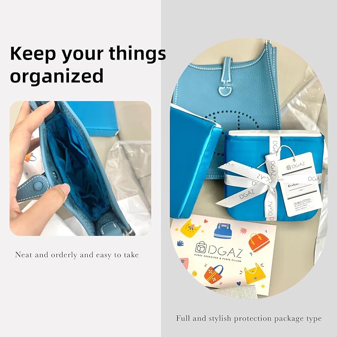 DGAZ Silk Purse Organizer Insert for Evelyne Bag(Blue Jean,PM) | Soft and Lightweight,Perfect Fit,Multi-pocket Storage,Bag Protector,Luxury Bag Care,Handmade,for Smooth Bag Organizer - Image 8