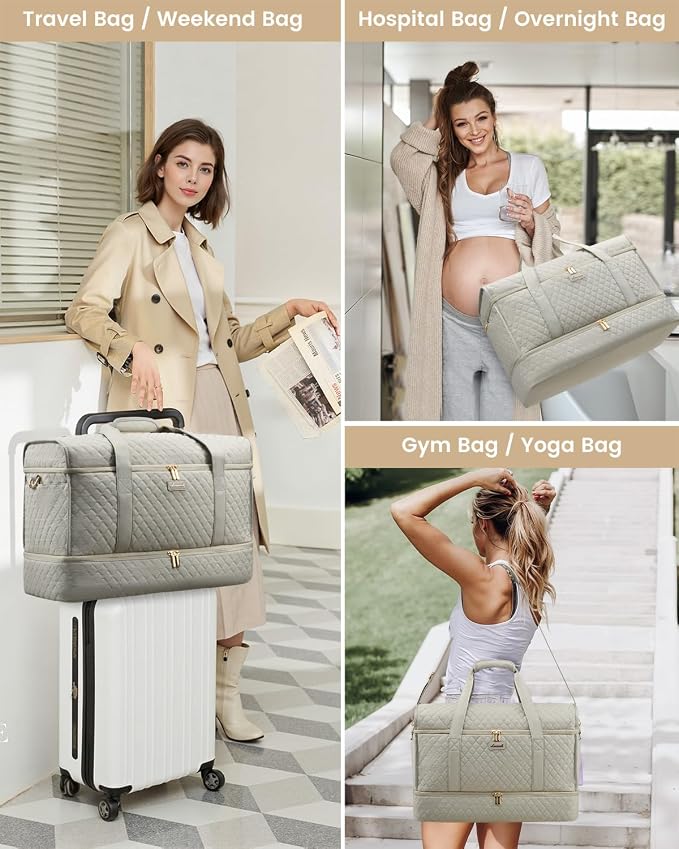 LOVEVOOK Large Travel Duffle Bag, Weekender Bags for Women With Shoe Compartment, Overnight Hospital Bag For Women Labor Delivery, Carry on Bag Personal Item Travel Bag, Yoga Gym Duffel Bag - Image 8