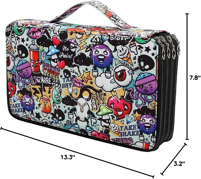 300 Slots Colored Pencil Case Organizer, 4 Layer Bag | Twill Oxford fabric,103 elastic loops,detachable handle,for travel,home storage,drawing tools,creative gifts - Image 9
