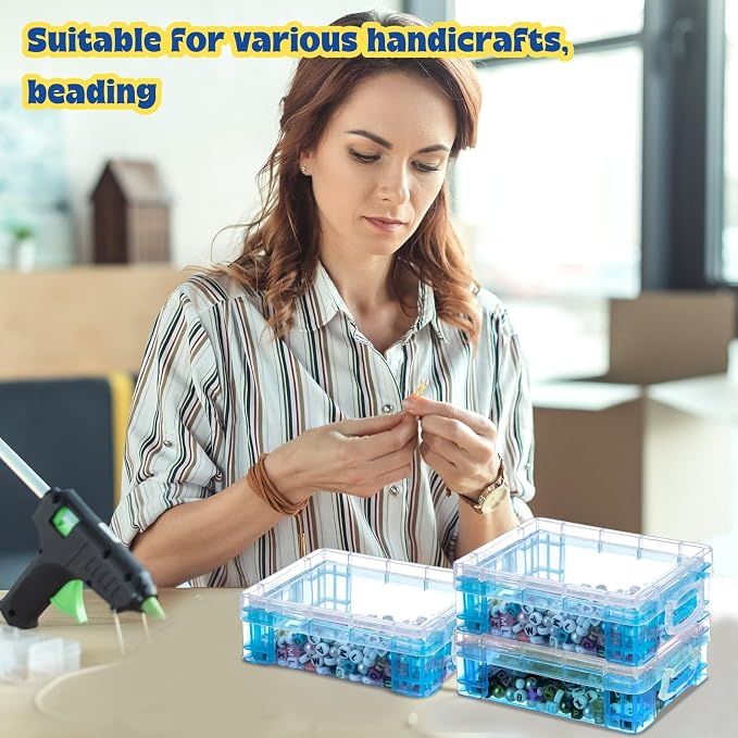 Suzile 40 Pcs Plastic Crayon Boxes Holds 24 Crayon with Snap Lid Storage Container Clear Stackable Case for School Office Classroom Supplies Pen Pencil Craft(Blue) - Image 7