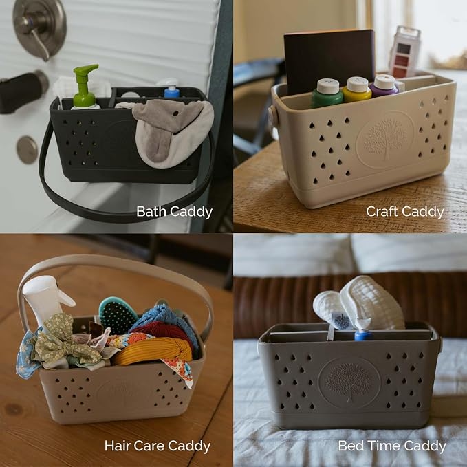 Parker Baby Bath Caddy | BPA Free & Food Grade Shower Caddy Organizer for Toys & Supplies | Quick-Dry, Sturdy & Perfect Size Shower Basket w/Handle in Neutral Colors | BPA-free, food-grade shower caddy & bath organizer that stores toys and bath supplie... - Image 9