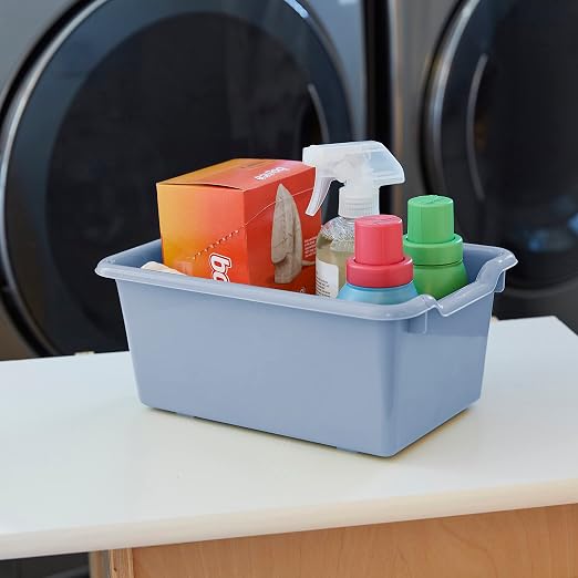 ECR4Kids Scoop Front Storage Bins, Multipurpose Organization, Powder Blue, 10-Piece | Durable plastic, GREENGUARD Gold Certified, 1.2 gallon capacity, lightweight & nestable, built-in handle, classroom/home use - Image 11