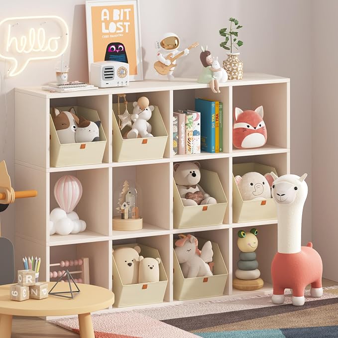 Fabric Closet Storage Cubes - 6 Pack Square Storage Bins with Dual Handles for Clothes, Towels, Toys, Cube Storage Organizers for Bedroom, Nursery, Shelves, Closet, Small Spaces, Beige - Image 9