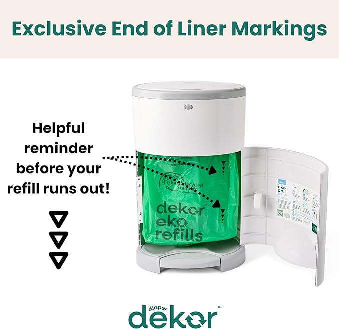 Diaper Dekor CLASSIC Diaper Pail Refills | 4 Count Unscented | Exclusive End-of-Liner Marking | Thick Quick & Easy to Replace | Most Economical Refill System | for Original and Eko Style Pails - Image 6