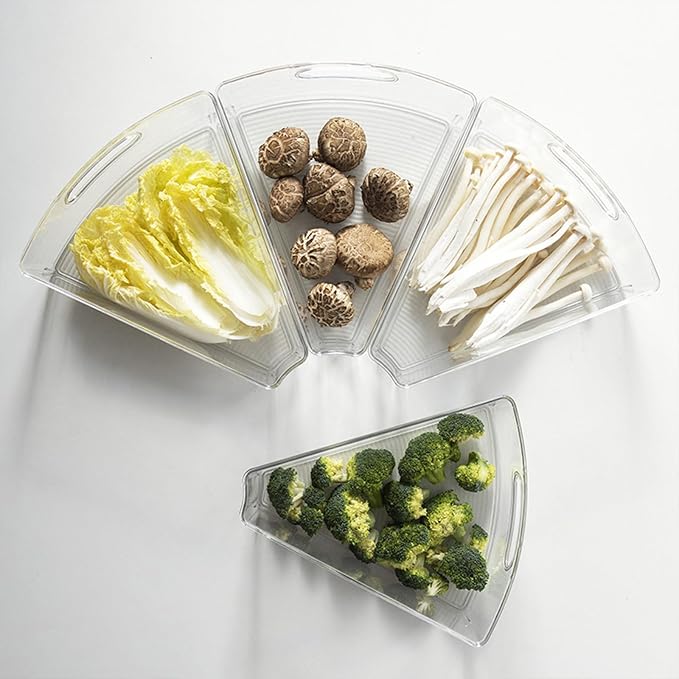 Lazy Susan Organizer for 26''-28'' Diameter Clear Corner Cabinet Storage Bins, Plastic Kitchen Corner Organizer with Handle 1/8 Wedge, Food Safe BPA Free (8 Pack) - Image 9