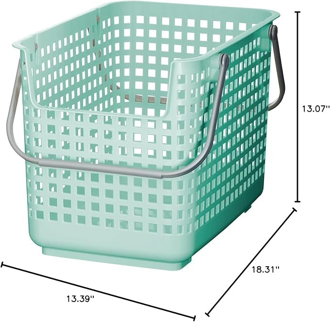 Like-it │SCB-6 │Daily use inside or outside. Movable handles make it easy to carry around. | Portable large basket for kitchen, laundry and kids room. | 18.7 x 12.2 x 15.47" | Mint blue | 10.57 gal - Image 7