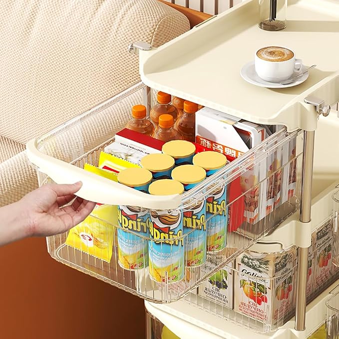 Baby Diaper Caddy Cart Organizer - Plastic Movable Cart Drawers with Hanging Basket, Rolling Utility Diaper Storage Caddy Organizer for Changing Table & Crib, Nursery, Bedroom (3 Tier) - Image 7