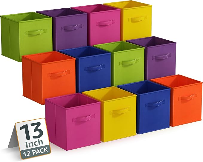 Sorbus 13 Inch Storage Bins - Sturdy Collapsible Fabric Storage Cubes with Handle - 12 Foldable Baskets for Organizing Clothes, Toys, Books - Storage Baskets for Shelves, Closets - Image 8