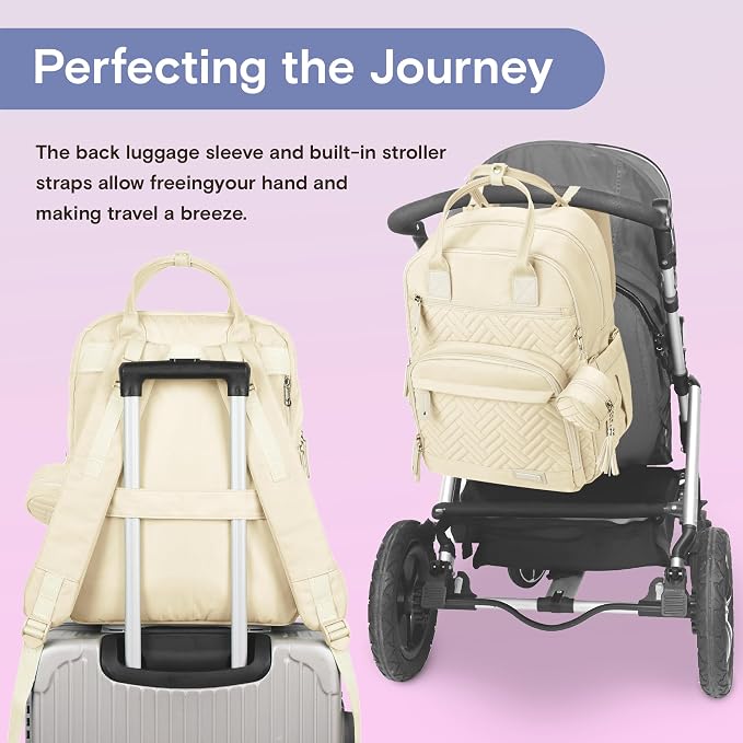 iniuniu Baby Diaper Bag Backpack, 4 in 1 kit Large Capacity Travel Backpack | Waterproof Backpack for Moms Dads,Travel Backpack with Pouch,Washable Changing Pad, Baby Essentials - Image 9