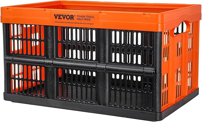 VEVOR 45L Plastic Collapsible Storage Basket 3 Packs, Folding Storage Crate | For Clothes, Toys, Books, Snack and Grocery Organizing, Folding Stackable Storage Containers/Bins with Handles, PP Material - Image 9