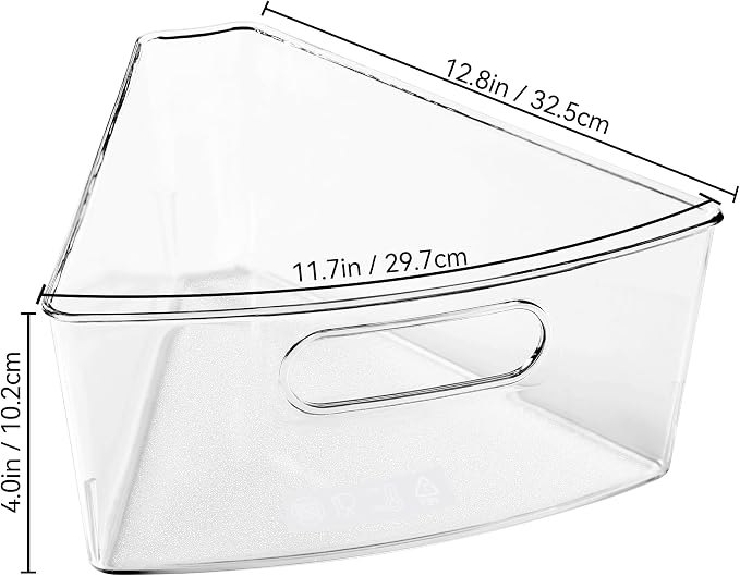 Oubonun Lazy Susan Cabinet Organizer Bins for Kitchen 8 Pack, 1/8 Wedge | For 32 4" Deep Wedge Bins with Handles and Matte Non-Slip Bottoms, Pantry Items Organized, Food Safe BAP-Free Plastic - Image 7