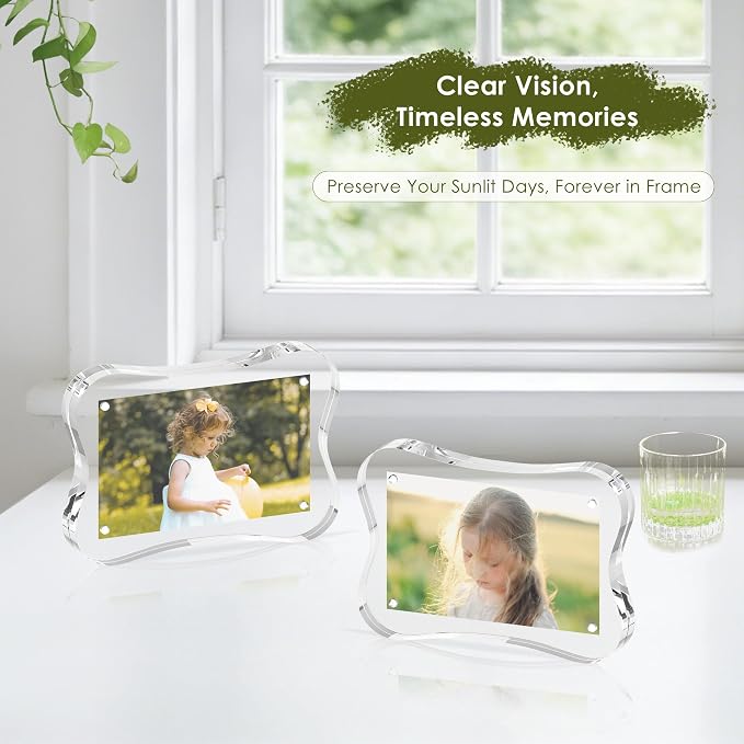 4x6 Acrylic Picture Frame 3 Pack, 10+10mm Thick, Double-Sided Transparent Magnetic Frameless Photo Frame, Desktop Freestanding Display for Office or Home, a Practical Gift Item - Image 7