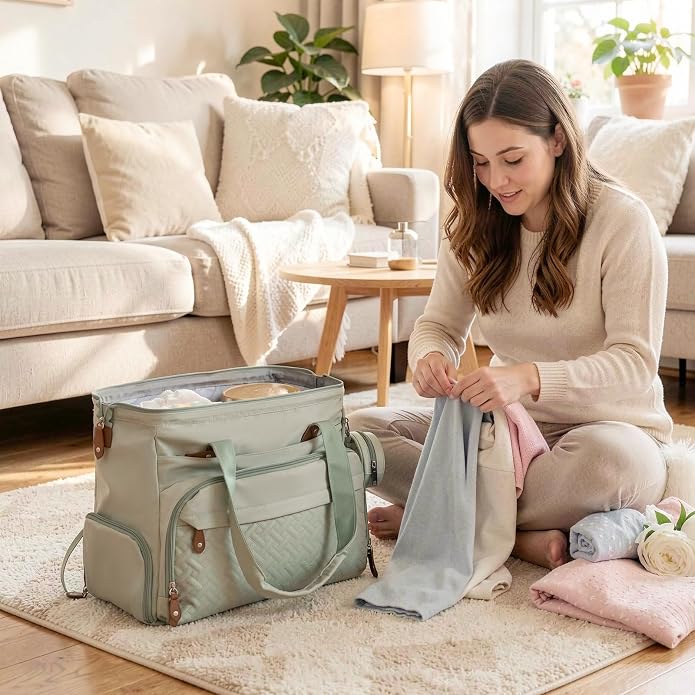 Diaper Bag with Changing Pad - Large Capacity Travel Diaper Bag Tote/Backpack for Mom and Dad - Image 7