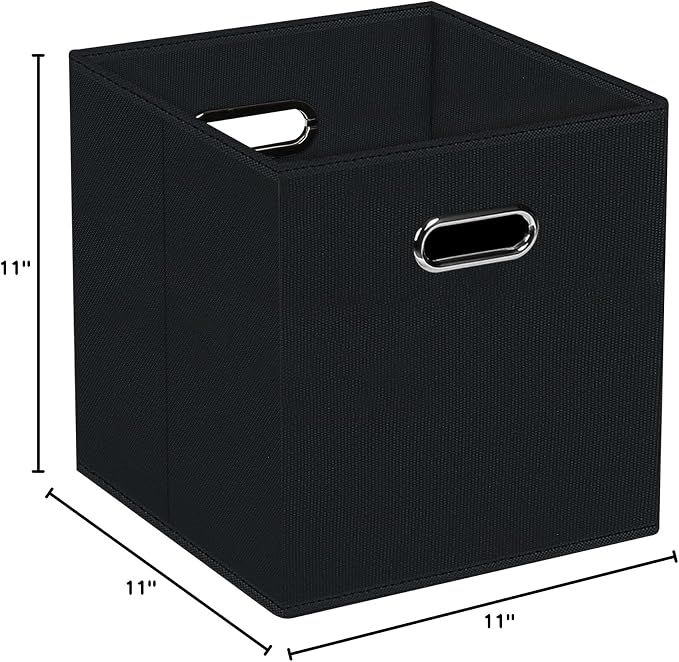 STOREONE Fabric Storage Bins Cubes Baskets Containers-(11X11X11) with Dual Handles for Shelf Closet, Nursery Home , Bedroom Organizers, Foldable Set of 1 (black) - Image 8