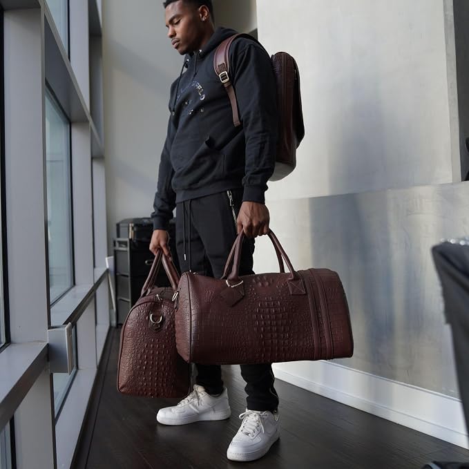 Tote&Carry Apollo 2 Duffle Bag for Travel Women & Men, TSA Approved Carry On Duffel Bag, Premium Vegan Leather w/Gold Hardware, Durable Weekender Luggage for All-Purpose Use (Brown, Regular) - Image 5