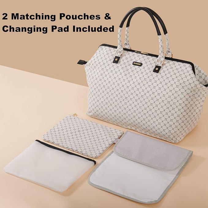 SUNVENO Mommy Bag, Large Hospital Bag with Changing Pad, Organizer Pouches & Luggage Sleeve for Travel & Diaper Essentials - Image 13