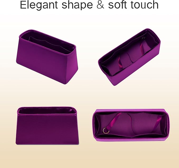 Fits for Brikin Bag Insert Organizer For Hermes(25 S,KikyoPurple) | Premium Silk Material,Smooth Touch,Lightweight,zipper,protect from scratches & stains,multiple pockets,keychain,waterproof - Image 9