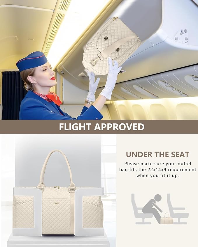 Women Weekender Travel Duffle Bag: Travel Duffel Overnight Bags with Shoe Compartment Large Carry on Tote with Toiletry Bag Weekend Traveling Yoga Gym Hospital Bag for Women with Wet Pocket Beige - Image 8