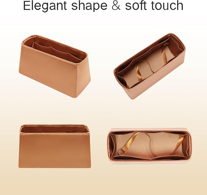 Fits for Brikin Bag Insert Organizer For Hermes(25 S,Gold) | Premium Silk Material,Smooth Touch,Lightweight,zipper,protect from scratches & stains,multiple pockets,keychain,waterproof - Image 9