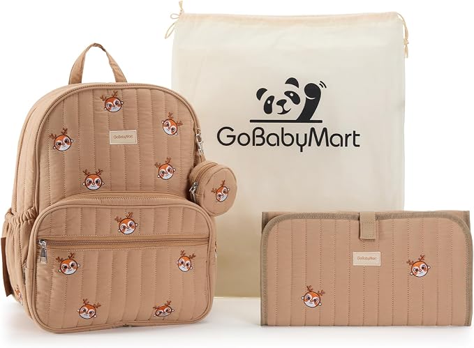 Large Diaper Bag Backpack with Changing Pad, Insulated Bottle Pockets, Travel & Hospital Bag for Mom & Dad (Large - Brown Deer) - Image 9