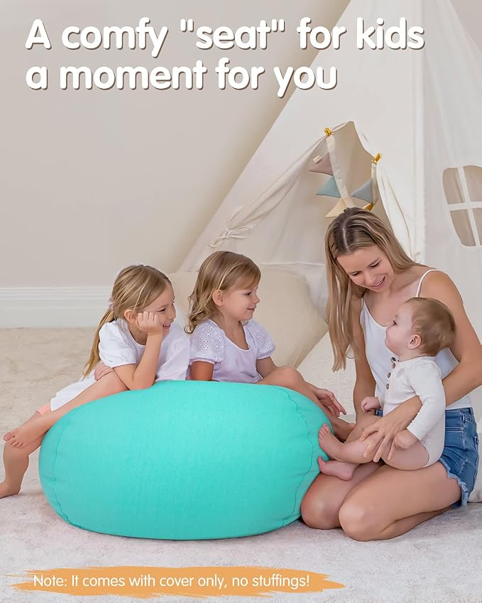Aubliss Stuffed Animal Bean Bag Storage Chair, Beanbag Covers Only | for Organizing Plush Toys, Turns into Bean Bag Seat for Kids When Filled, Medium 32"-Canvas Solid Aqua - Image 6