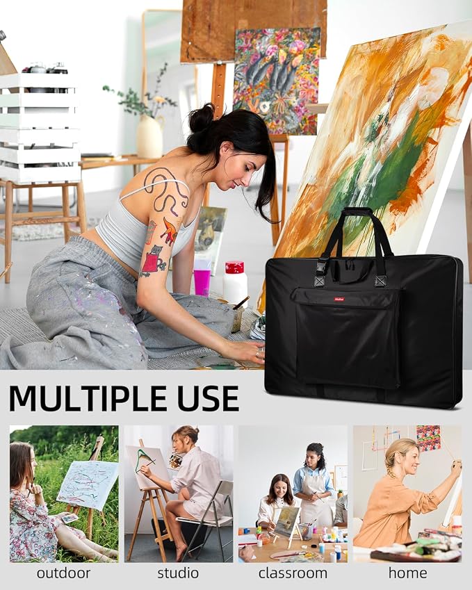 Nicpro Large Art Portfolio Bag 35 x 43 in, Nylon Artist Storage Case | Adjustable Shoulder Strap, Waterproof Carrying Bag for Professional Artwork Sketch Drawing Canvas Photography Poster - Image 7