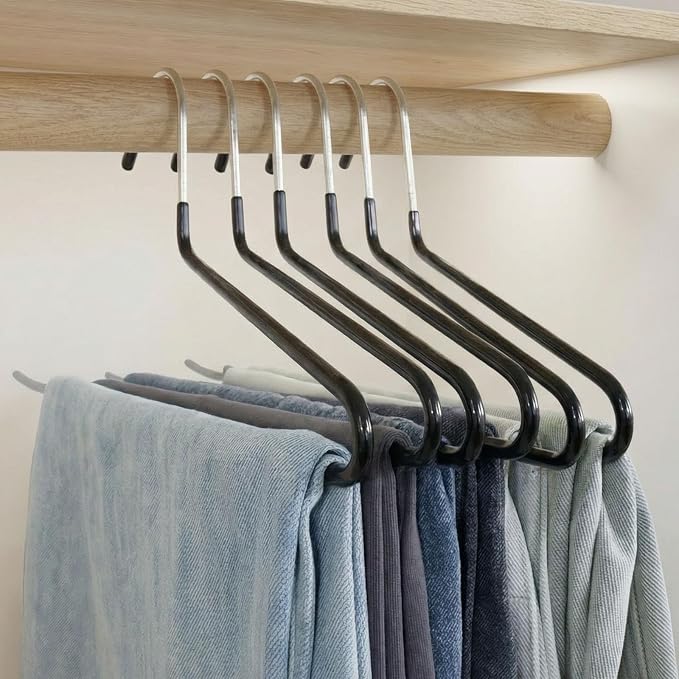 50 Pack Open Ended Pants Hangers with Non Slip Design,Suitable for Trousers,Jeans,Towels for Closet Space Saving,Durable Metal Material with Rubber Coating (Black) - Image 7