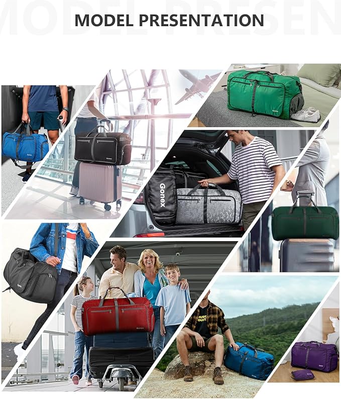 Gonex 100L Foldable Travel Duffle Bag with Shoe Compartment, Lightweight | 210D Nylon, Water-Repellent, Folds Compact, Multiple Pockets, Luggage Sleeve,Family Travel & Camping, Red - Image 10