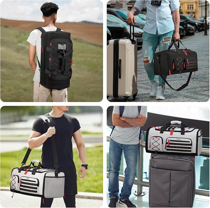 BOSSTIN Gym Bag for Men & Women, 45L-50L Expandable Sports Duffle Bag | Convertible Duffel Backpack, Comes with Toiletry Bag, Shoe Compartment & Wet Pocket, for Workout, Weekender, Overnight Travel - Image 6