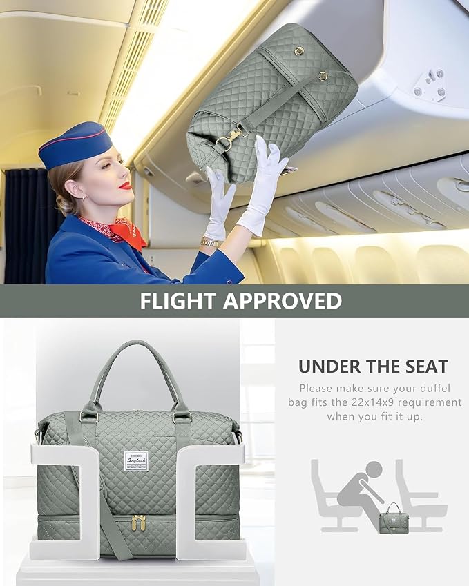 Weekender Bags for Women Duffle Bag - Travel Duffel Bag with Shoe Compartmen Carry on Overnight Bag with Toiletry Bag Gym Tote Bag with Wet Pocket Hospital Bags for Labor and Delivery Green - Image 7