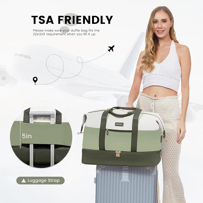 LOVEVOOK Weekender Bag for Women, Large Duffle Bag for Travel with 2 Packing Cubes, Carry on Overnight Bag with Shoe Compartment, Mom Hospital Bags for Labor and Delivery - Image 6