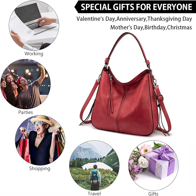 Hobo Crossbody Bag for Women, Designer Shoulder Purse Handbags - Image 9