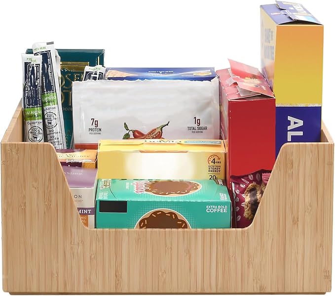 MobileVision Bamboo Storage Box with Open Front Stackable Bin Organizer to use in closets, bedrooms, kitchens, home & office, 14 x 11 x 6.5 inches - Image 7