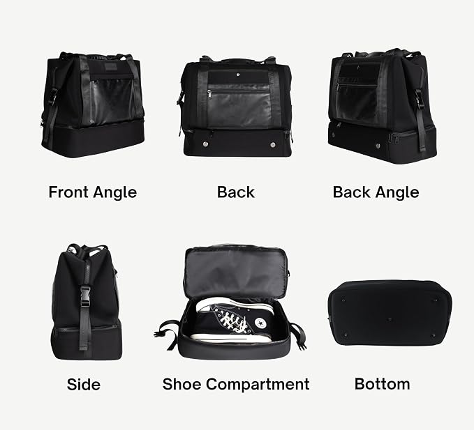 Modern Weekender Bag with Shoe Compartment, 30L Neoprene Personal Item - Image 7