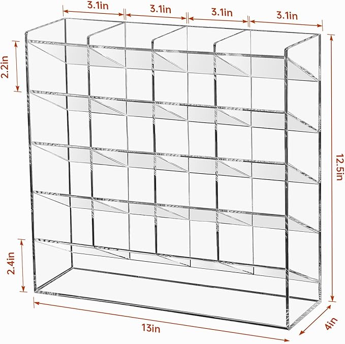 BEYGORM Acrylic Vertical Marker Organizer for 250 Markers, Desk Orgaizer | 21 Compartments Clear Angled Pen & Pencil Holder, Large Stationery & Art Supply Storage for School (13 x 12.5 x 4 Inch) - Image 6