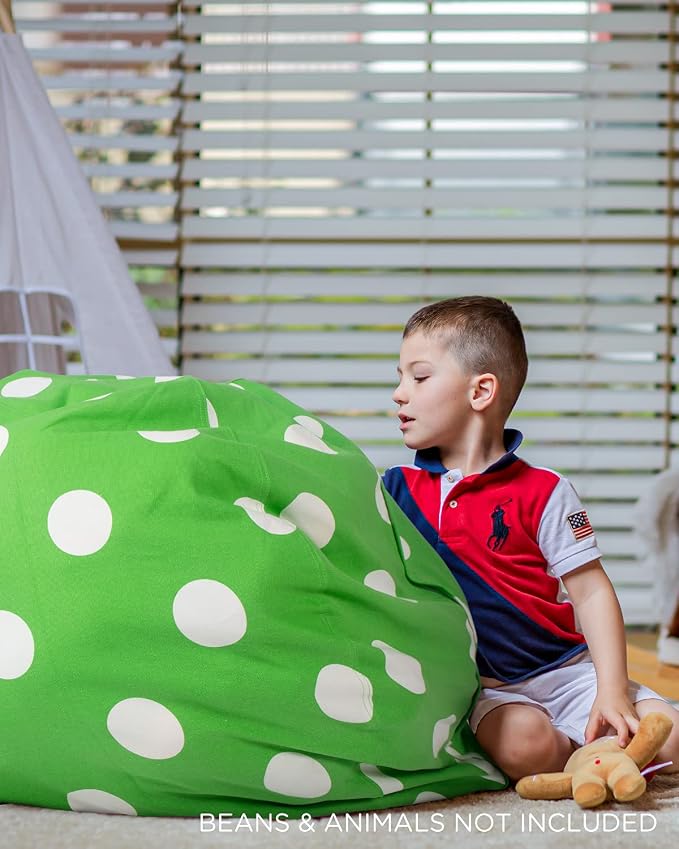 Aubliss Stuffed Animal Bean Bag Storage Chair (Green Dot, Large (38'')) - Image 7