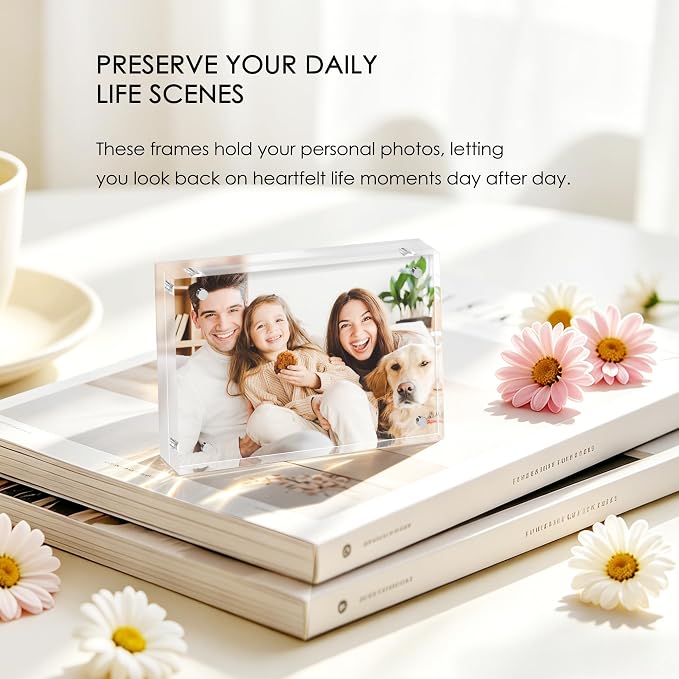 2.5x3.5 Acrylic Picture Frame 6 Pack, 20mm Thick, Tabletop Display | Double-Sided Transparent Magnetic Frameless Photo Frame, for Photos, Fits Home, Office - Image 7