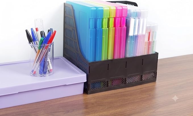 6 Packs A4 Paper Storage Boxes, 8.5 x 11 Plastic Portable Project Case for US letter Size and A4 paper, Plastic Multi-Purpose Thick Scrapbook Storage Box for Office (12.6"L x 9.5"W x 0.94"H) - Image 7