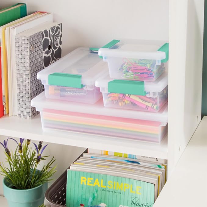 Sterilite Clip Box, Stackable Clear Plastic Bins- Large, 18-Pack | Storage Containers with Latching Lids for Writing, Arts or Crafts Supplies - Home, Office, Classroom & Workshop Organization - Image 9