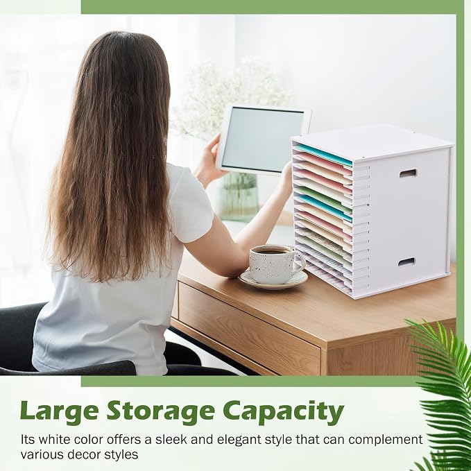 CroBlissful 15 Tier 12" x 12" Scrapbook Paper Organizer Adjustable Desk Scrapbook Paper Sorter Storage Rack File Organizer Wide Document Holder for School Office Home(12.99 x 13.78 x 14.96 Inches) - Image 7