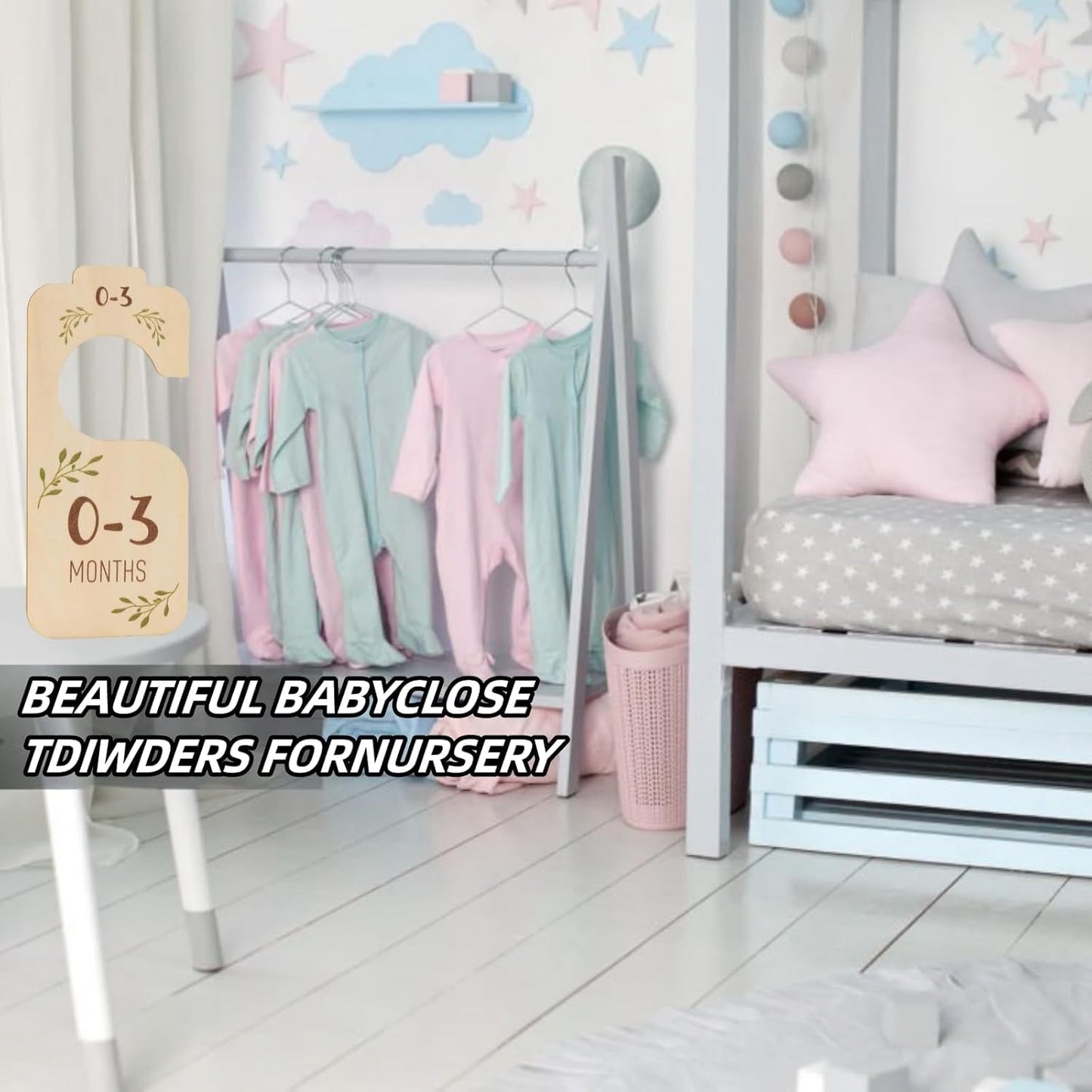 Wooden Baby Closet Dividers for Baby Clothes Organizer Baby Closet Organizer Hangers For Nursery Decor Baby Clothes Dividers For Closet Size Hangers (White)